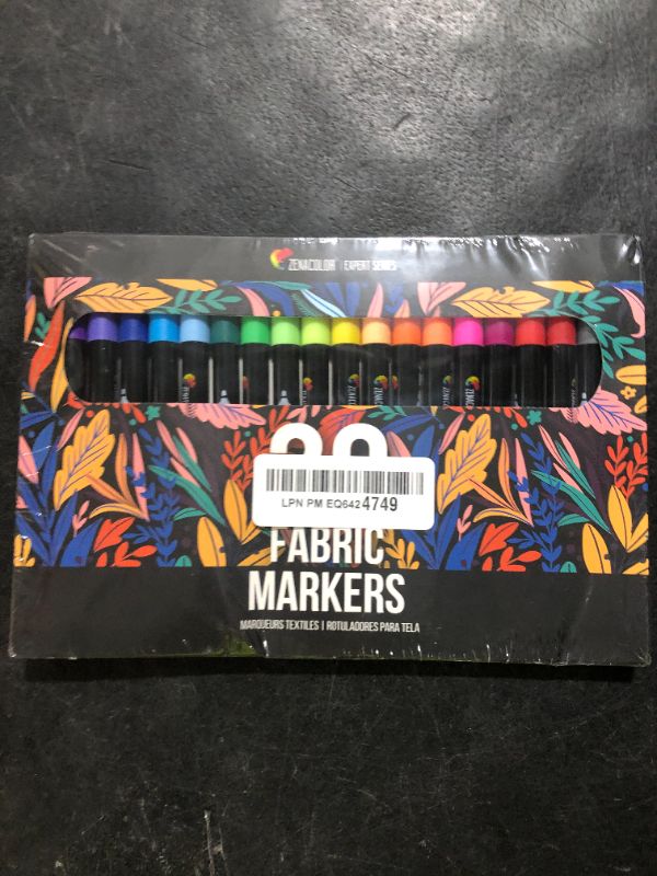 Photo 1 of Zenacolor 20 Fabric Markers Pens Set - Indelible and Permanent Fabric Paint Fine Point Textile Marker Pen