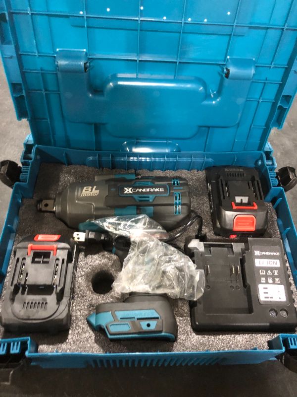 Photo 1 of Canbrake 2000Nm(1500ft-lbs) Cordless Impact Wrench,3/4 inch High Torque Brushless Impact Gun, 5500RPM Power Battery Impact Wrench w/ 2 x 4.0Ah Battery, Fast Charger for Heavy Duty Truck Mower