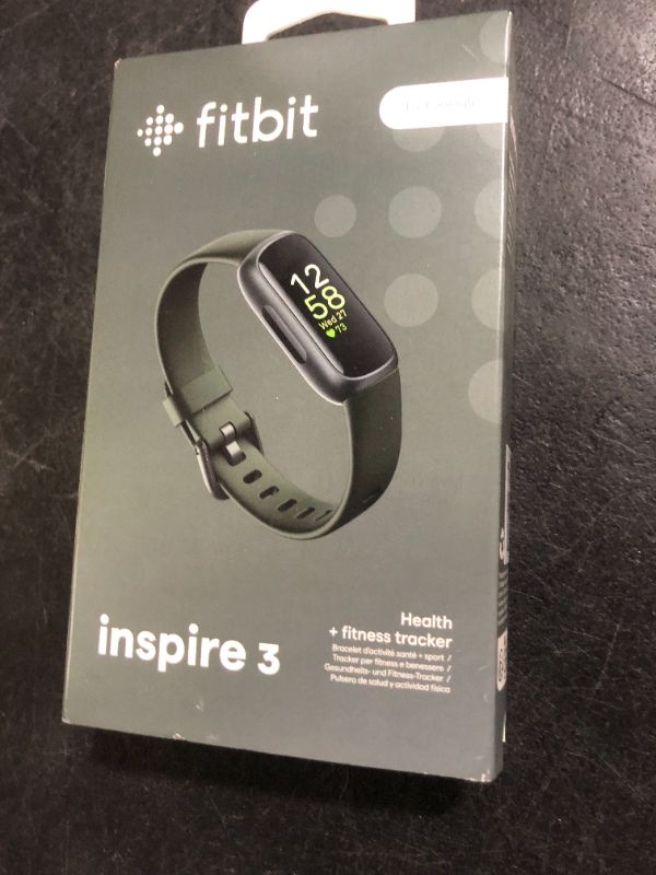 Photo 1 of Fitbit Inspire 3 Health &-Fitness-Tracker with Stress Management, Workout Intensity, Sleep Tracking, 24/7 Heart Rate and more, Midnight Zen/Black One Size (S & L Bands Included)