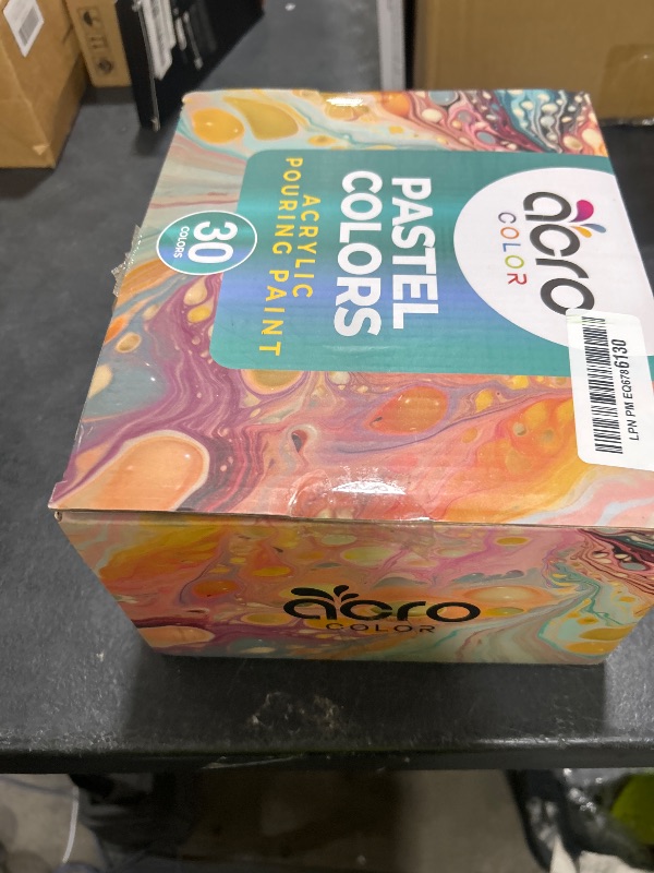 Photo 1 of Acrylic Pouring Paint Set - 30 Basic, Neon, Metallic, and Pastel Colors - Easy To Use & Ready To Pour Acrylic Paint for Canvas, Paper, Wood, and More - 2 Ounce Bottles