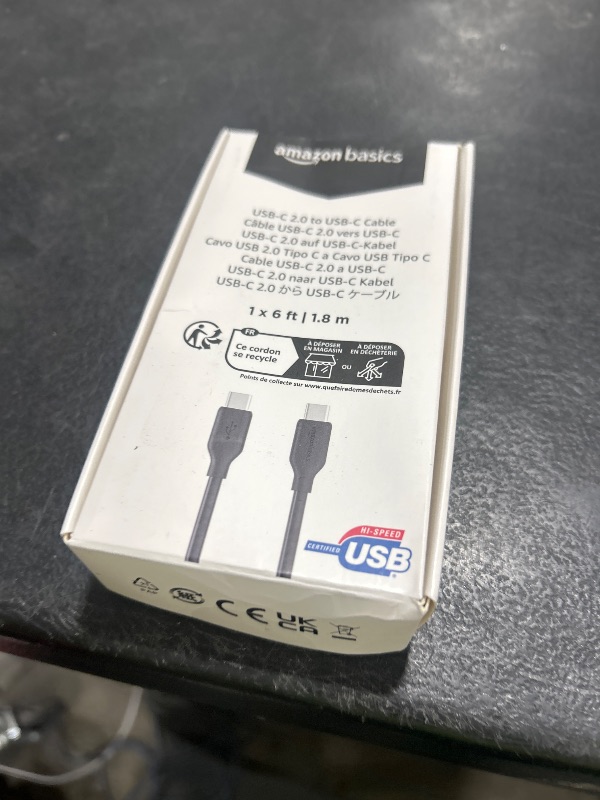 Photo 1 of Amazon Basics USB-C to USB-C 2.0 Fast Charger Cable, 480Mbps Speed, USB-IF Certified, for Apple iPhone 16/15, iPad, Samsung Galaxy, Tablets, Laptops, 6 Foot, Black