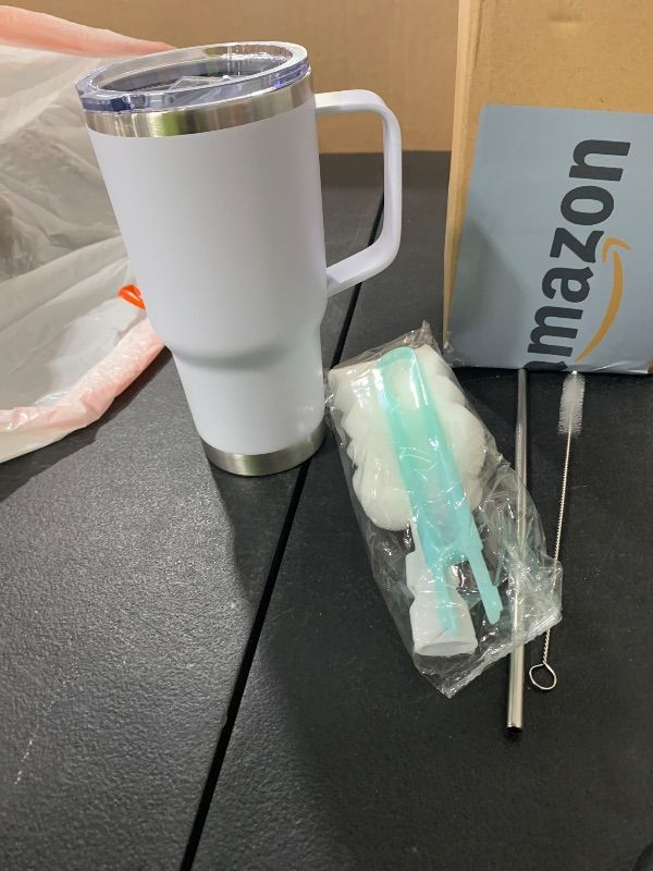Photo 1 of 20 oz Tumbler with Handle Stainless Steel Insulated Coffee Tumbler with Lid and Straw Double Wall Vacuum Insulated Coffee Mug Leak Proof Travel Mug Tumbler for Hot and Cold Drink (Green Tea,8pack)