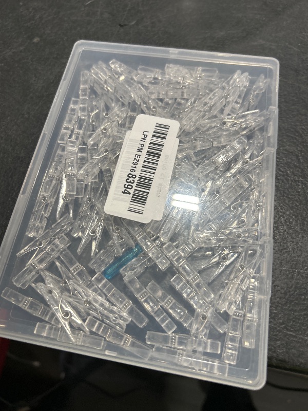 Photo 1 of 100 Pcs Mini Clear Photo Clips, Mini Clothespins Clip, Clothes Line Clips, Mini Transparent Plastic Clips