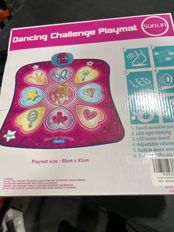 Photo 1 of SUNLIN Dance Mat - Dance Mixer Rhythm Step Play Mat - Dance Game Toy Gift for Kids Girls Boys - Dance Pad with LED Lights, Adjustable Volume, Built-in Music, 3 Challenge Levels (3-12 Years Old)