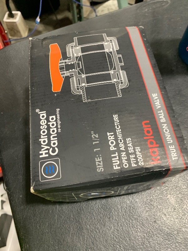 Photo 1 of HYDROSEAL Kaplan PVC 1 1/2" True Union Ball Valve with Full Port, ASTM F1970, EPDM O-Rings and Reversible PTFE Seats, Rated at 200 PSI @73F, Gray, 1 1/2 inch Socket (1 1/2")
