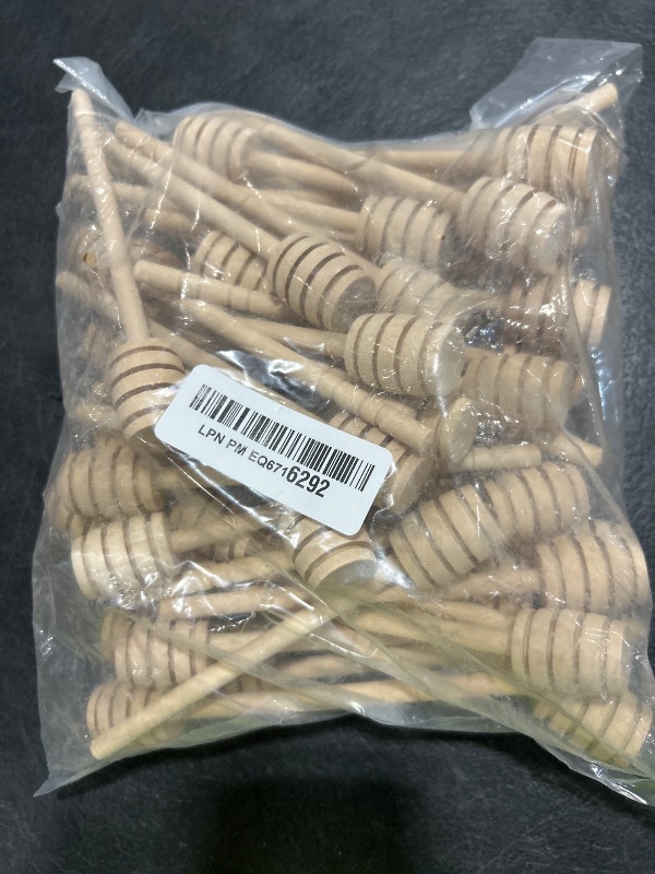 Photo 1 of 100-Pack 6 Inch Portable Wooden Jam Honey Dipper Honey Sticks for Honey Jar Dispense Drizzle Honey (6inch 100pcs)