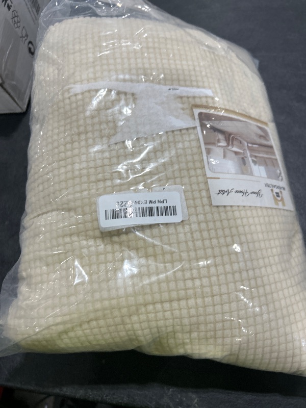 Photo 1 of H.VERSAILTEX Stretch Couch Cover Loveseat Covers for 2 Cushion Couch Sofa Cover for Love seat 1 Piece with Elastic Bottom, Textured Checked Jacquard Fabric(Loveseat 58"-70" Wide, Natural)
