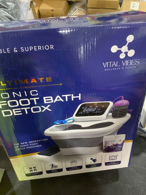 Photo 1 of Vital Vibes Ultimate Ionic Foot Bath Detox Machine - Foot Detox Machine for Spa Bath with Touch Display - Epsom Salt & Towel - Collapsible Soaking tub -Powerful Array- Ion Wristband-Tub Liners