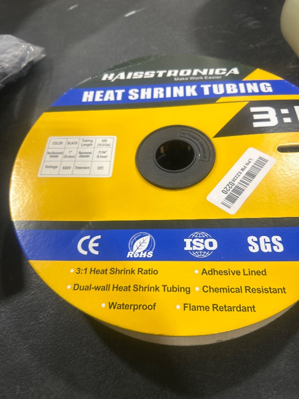 Photo 1 of haisstronica 3:1 Heat Shrink Tubing, Shrink Ratio Adhesive Lined Marine Grade Heat Shrink Tube for Home, Automotive and Industrial (Black) 65FT 1inch