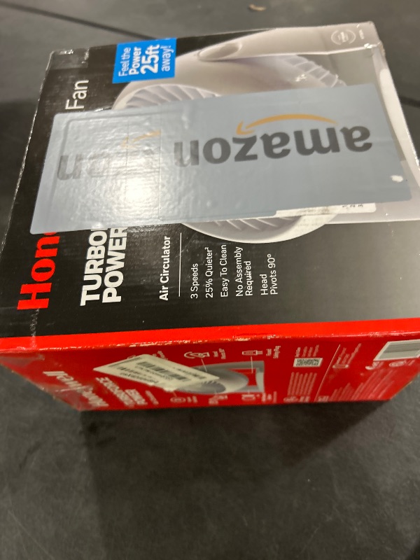 Photo 1 of Honeywell TurboForce Air Circulator, Small Tabletop Fan, Quiet Personal Fan for Home or Office, 3 Speeds, 90 Degree Pivoting Head, White, HT-904