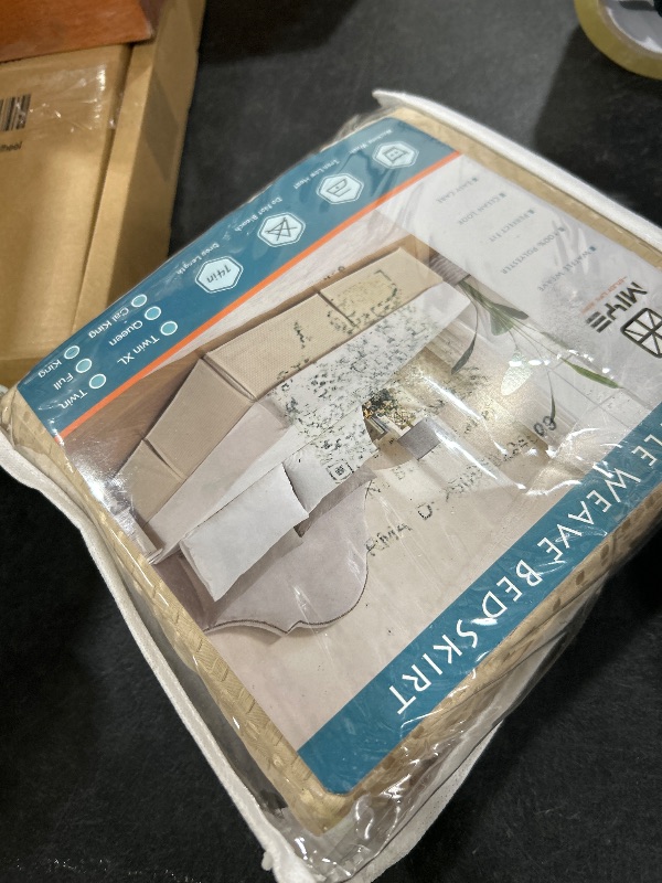 Photo 1 of MIYE Pleated Waffle Weave Bed Skirt, Tailored Dust Ruffle 14 Inch Drop Easy Fit, Machine Washable,No Split Corners (Beige, King - 14" Drop)