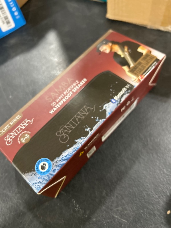 Photo 1 of SANTANA BY CARLOS SANTANA Samba 40W High-Power Bluetooth Speaker with 48mm Drivers, Isolated Subwoofer, IP67 Waterproof, True Wireless Surround Sound, 20+ Hours Battery Life (Samba, Single Pack)