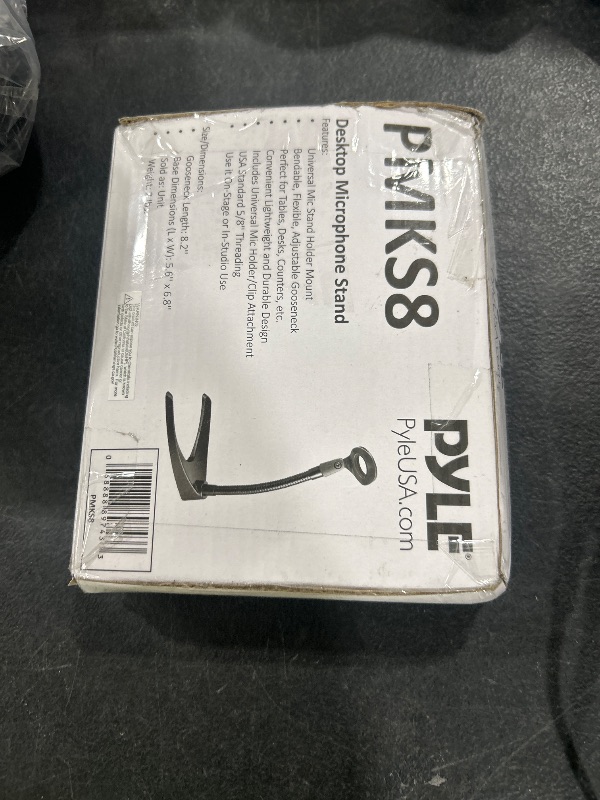 Photo 1 of Pyle Desktop Microphone Stand - Universal Tabletop Mic Holder w/ Flexible 8.2'' Inch Gooseneck Mount and Solid U Shape Base - Perfect for Table Desk or Counter - PMKS8,Black