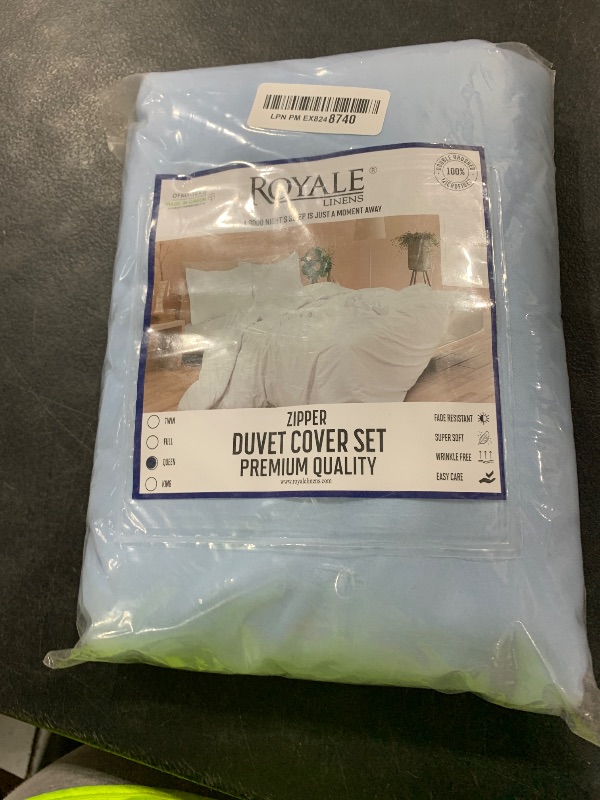 Photo 1 of ROYALE LINENS Lake Blue Duvet Cover Queen Size - 3 Piece Bedding Comforter Covers - Zipper Closure - 1 Queen Duvet Cover 90x90 inches and 2 Pillow Shams - No Comforter Included