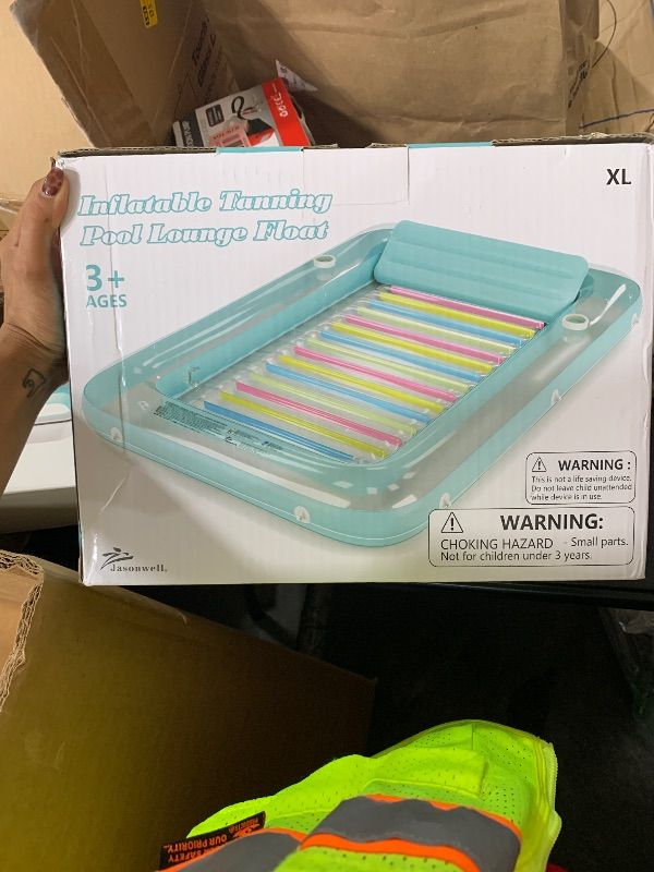 Photo 1 of Inflatable Tanning Pool Lounger Float - Jasonwell 4 in 1 Sun Tan Tub Sunbathing Pool Lounge Raft Floatie Toys Water Filled Tanning Bed Mat Pad for Adult Blow Up Kiddie Pool Kids Ball Pit Pool (XL)