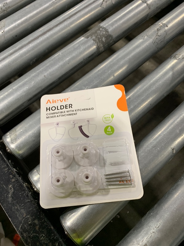 Photo 1 of AIEVE 4 Pack Stand Mixer Attachment Holders Compatible with Kitchenaid Mixer Accessories,Flex Edge Beater, Flat Beater, Dough Hooks and Wire Whip Organizer