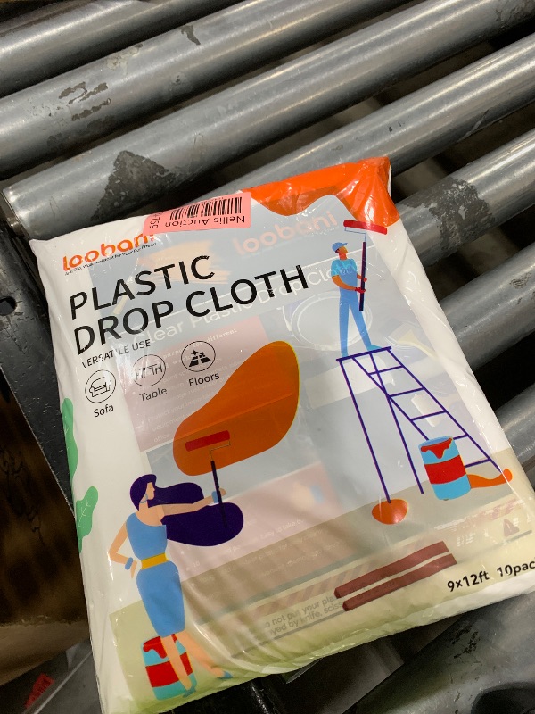 Photo 1 of 10 Piece Painter Plastic Drop Cloths Sheet,Waterproof Anti-dust Cover,9x12 Feet Disposable Tarp for Painting for Couch/Furniture Cover