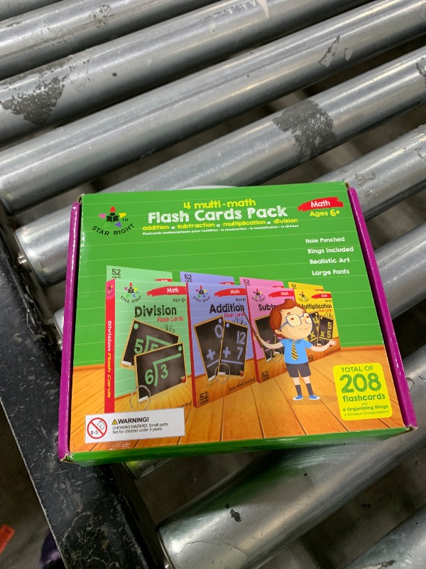 Photo 1 of Star Right Math Flash Cards Set of 4 - Addition, Subtraction, Multiplication, Division with 4 Rings - 208 Cards for Kids Ages 6 and Above - Flash Card from 1st to 4th Grade