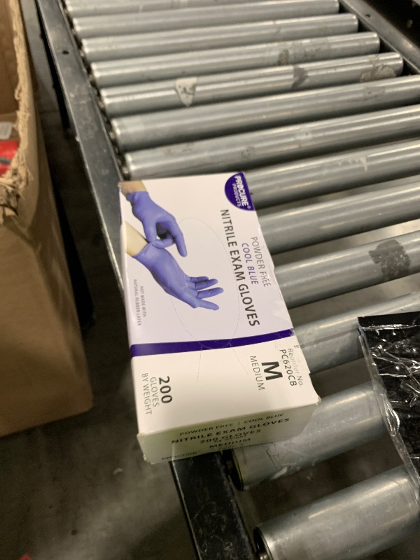 Photo 1 of ProCure [200 Count Disposable Nitrile Gloves Medium - Powder Free, Rubber Latex Free, Medical Exam Grade, Non Sterile, Ambidextrous - Soft with Textured Tips - Cool Blue