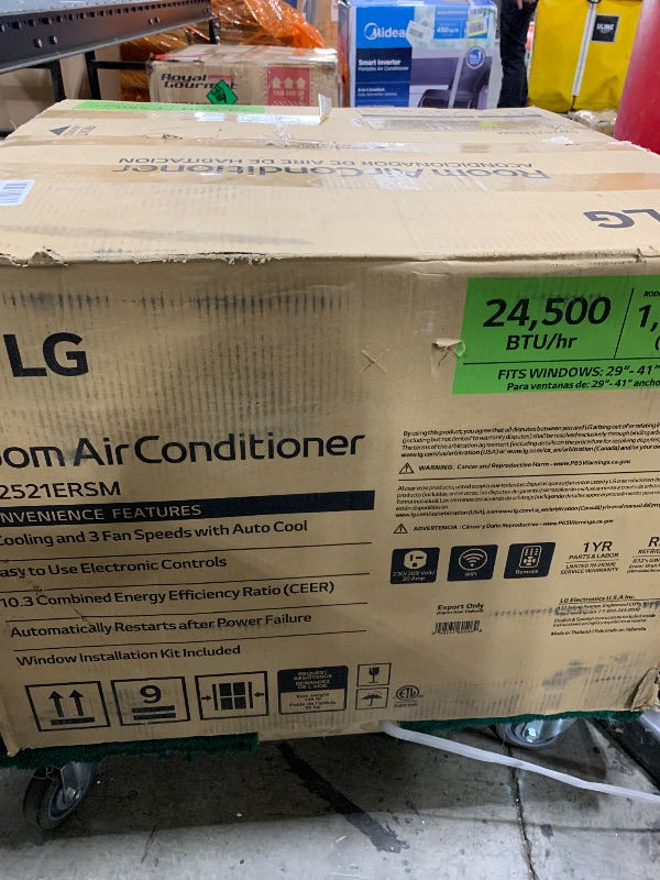 Photo 1 of LG 24,500 BTU Smart Window Air Conditioner, 230/208V, Cools Room up to 1560 Sq. Ft. for Bedrooms, Living Room, Apartments, with Remote, 3 Fan Speeds, 24-Hour Timer, White