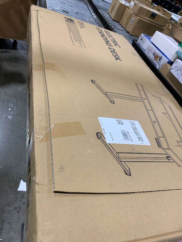 Photo 1 of Claiks Standing Desk with Drawers, Electric Adjustable Standing Desk Adjustable Height, Sit Stand Up Desks with Storage Shelves & Wheels, 48 Inch White