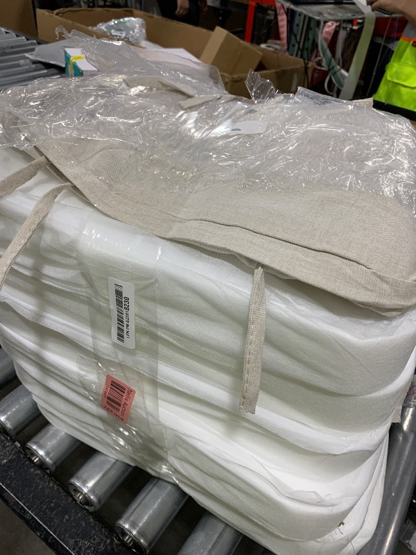 Photo 1 of AAAAAcessories D-Shaped Chair Cushions, 2" Thick Dining Chair Pads with Ties and Removable, Machine-Washable Cover, 17" x 16", Set of 6, Natural Linen