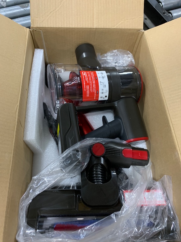 Photo 1 of Cordless Vacuum Cleaner Rechargeable with 2600mAh Detachable Battery, Powerful Vacuums with 2 Adjustable Modes, Lightweight Portable Stick Vacuum for Home (Wine Red)