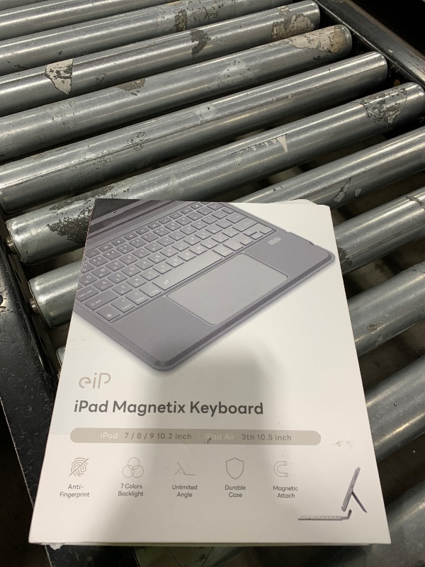 Photo 1 of EIP Bluetooth Keyboard Case for iPad 10.2 inch (7th/8th/9th Gen) & iPad Air 10.5 inch (3rd Gen), 10.2 "Magnetic Detachable Cover with Trackpad, 7-Color Backlit Keys, Slim Protective Smart Case