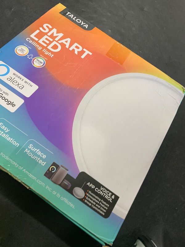 Photo 1 of TALOYA Compatible with Apple Homekit/Siri LED Flush Mount Ceiling Light Fixture, 15.8inch 28W Smart Ceiling Light Fixture with RGB Backlight, 3000-6500K Light Changeable, for Living Room, Bedroom