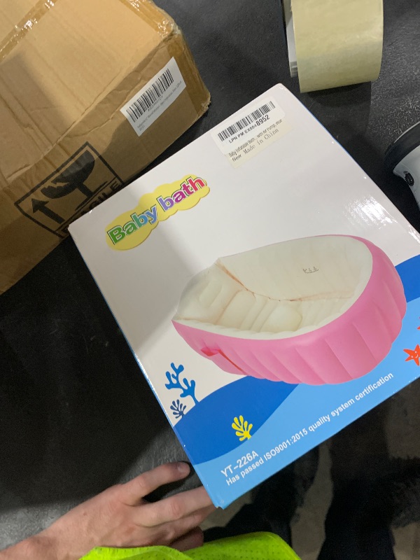 Photo 1 of Baby Inflatable Bathtub, Portable Infant Toddler Bathing Tub Non Slip Travel Bathtub Mini Air Swimming Pool Kids Thick Foldable Shower Basin with Air Pump, Blue