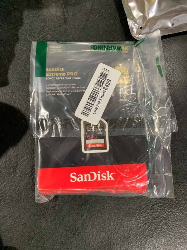 Photo 1 of SanDisk 64GB Extreme PRO SDXC UHS-I Memory Card - C10, U3, V30, 4K UHD, SD Card - SDSDXXU-064G-GN4IN