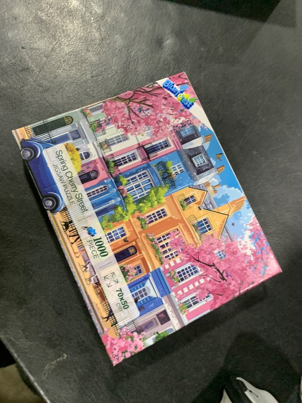 Photo 1 of 1000 Piece Puzzles for Adults, Sakura Blossom Street 1000 Puzzle for Adults, Clearance Impossible Challenge Art Jigsaw Puzzles, for Gift Birthday Party Games Family, 27.5 * 19.7 Inch Dust Free Puzzle