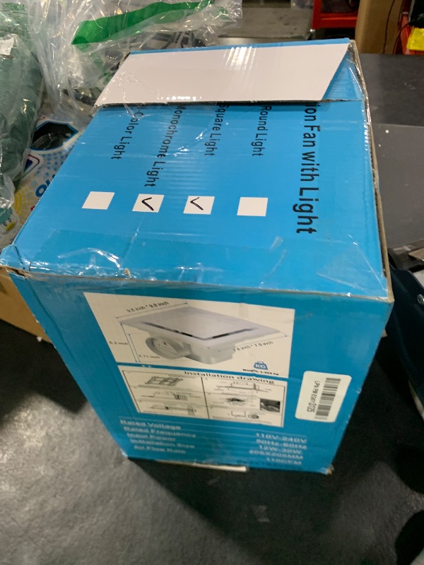 Photo 1 of FEITON Square Bathroom Exhaust Fan with LED Light, 110 CFM 30W 4 Inch Duct, 110-220V 1.0 Sones Quiet Bathroom Ventilation Fan Light Combo Ceiling Mount