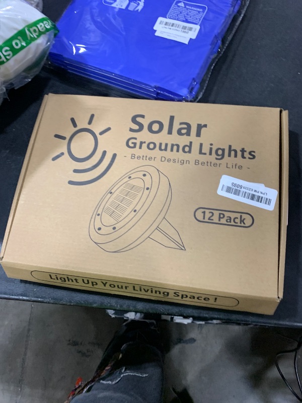 Photo 1 of Solar Ground Lights Outdoor 12 Pack Waterproof Upgraded Flat Solar Garden Lights with 4 Side Light Stainless Steel Solar Powered Disc Light for Walkway Pathway Landscape Lawn Yard - Cool White