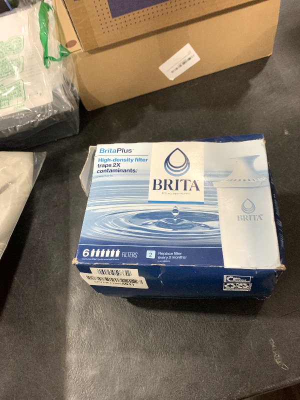 Photo 1 of Brita Plus Water Filter, BPA-Free, High-Density Replacement Filter for Pitchers and Dispensers, Reduces 2x Contaminants*, Lasts Two Months or 40 Gallons, Includes 6 Filters