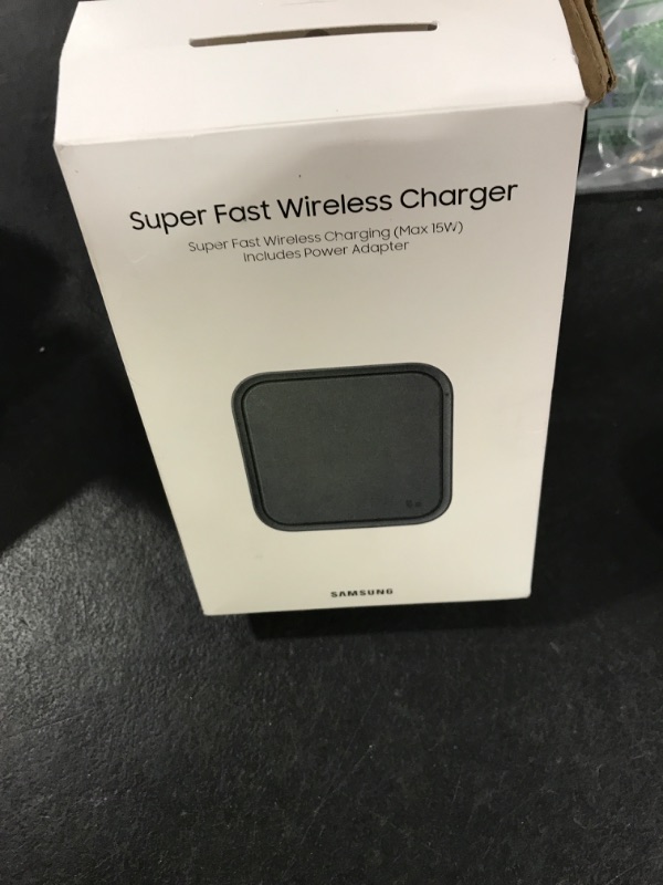 Photo 1 of Samsung 15W Wireless Charger Single, Cordless Super Fast Charging Pad for Galaxy Phones and Devices, Compact Design, LED Indicator, USB C Cable Included, 2022, US Version, Grey