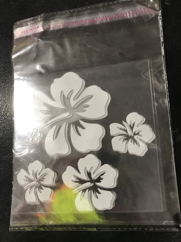 Photo 1 of GORGECRAFT 4 Sheets Hibiscus Flower Car Sticker Silver Hawaiian Stickers and Decals Reflective Stickers Waterproof Vinyl Automotive Exterior Decor for SUV Truck Motorcycle Doors Wall Laptop