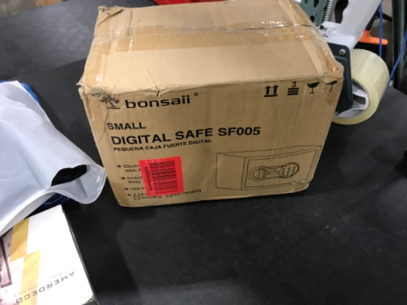 Photo 1 of Bonsaii Safe Box with Electronic Keypad, Steel Security Lock Box with Key, 0.23 Cubic Feet, 9.06" W x 6.69" D x 6.69" H, Small Hidden Safe for Cash Jewelry