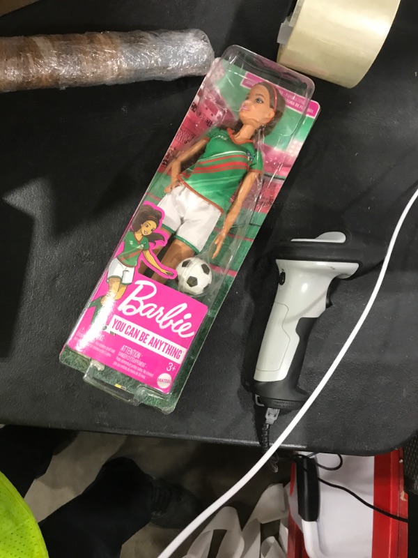 Photo 1 of Barbie Careers Fashion Doll & Accessory, Soccer Player with Brunette Ponytail, #16 Uniform, Tall Socks, Cleats & Ball