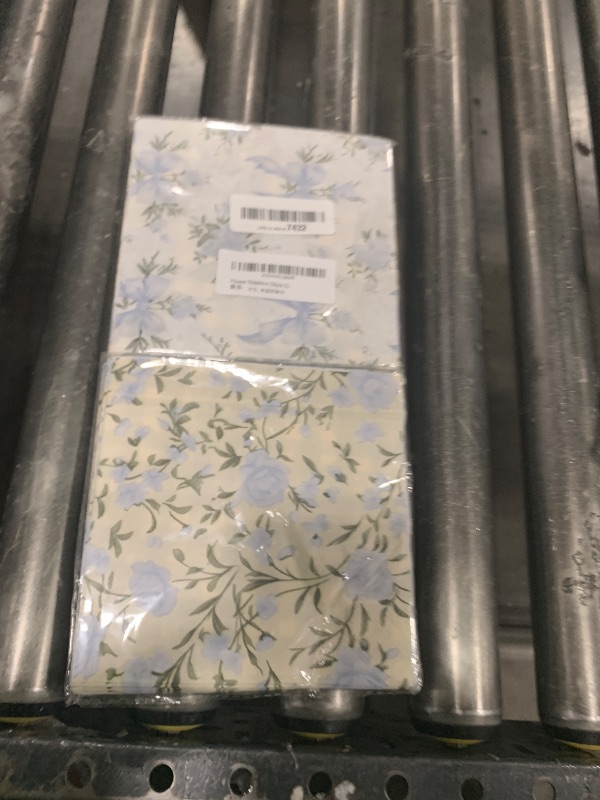Photo 1 of 40Pcs Floral Napkins-Blue White Party Supplies Vintage Flower Paper Napkins Tea Party Decorations for Birthday,Baby Shower