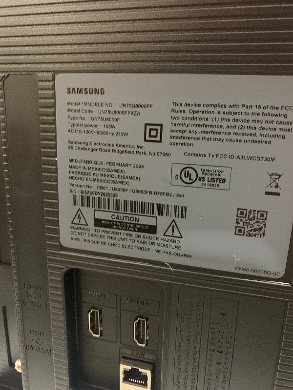 Photo 1 of Samsung 75-Inch Class Crystal UHD U8000F 4K Smart TV (2025 Model) Endless Free Content, Crystal Processor 4K, MetalStream Design, Knox Security, Alexa Built-in