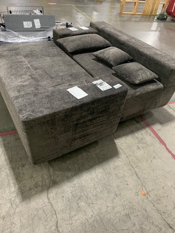 Photo 1 of ChicFurnit 104" Cloud Sectional Couches, Modular L-Shape Sofa with Deep Seat, Full Foam Sectional Couch with Left Chaise, Floor Boneless Sofa for Living Room Bedroom, No Assembly Required, Dark Gray