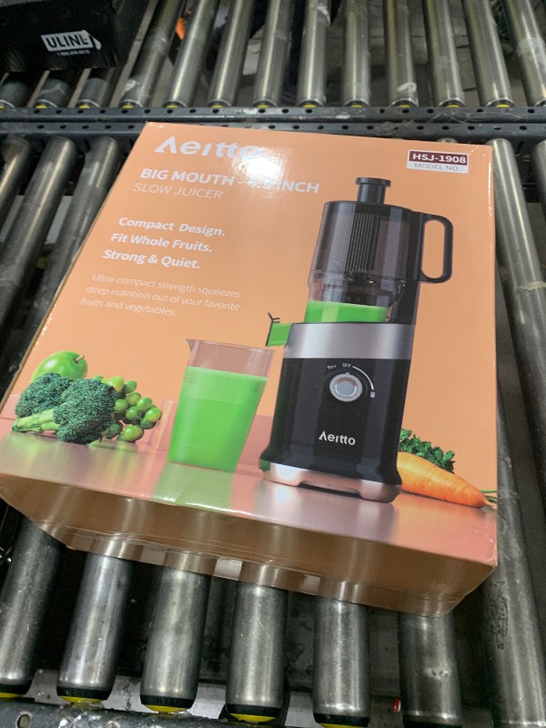 Photo 1 of  Aeitto Cold Press Juicer, Juicer Machines with 4.9" Large Feed Chute, Fits Whole Vegetables and Fruits, Professional Juice Maker, Easy to Clean, High Juice Yield, Easy to Assemble,Grey 