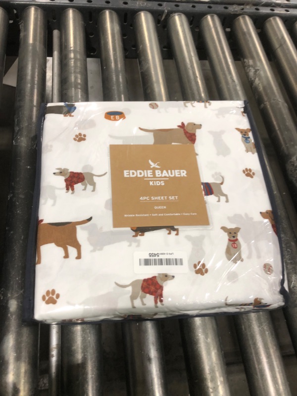 Photo 1 of Eddie Bauer Kids - Queen Sheets, Stain-Resistant Toddler Bedding with Matching Sham(s), Super Soft, Ideal Boy Room Essentials (Buddy & Friends White, Queen)