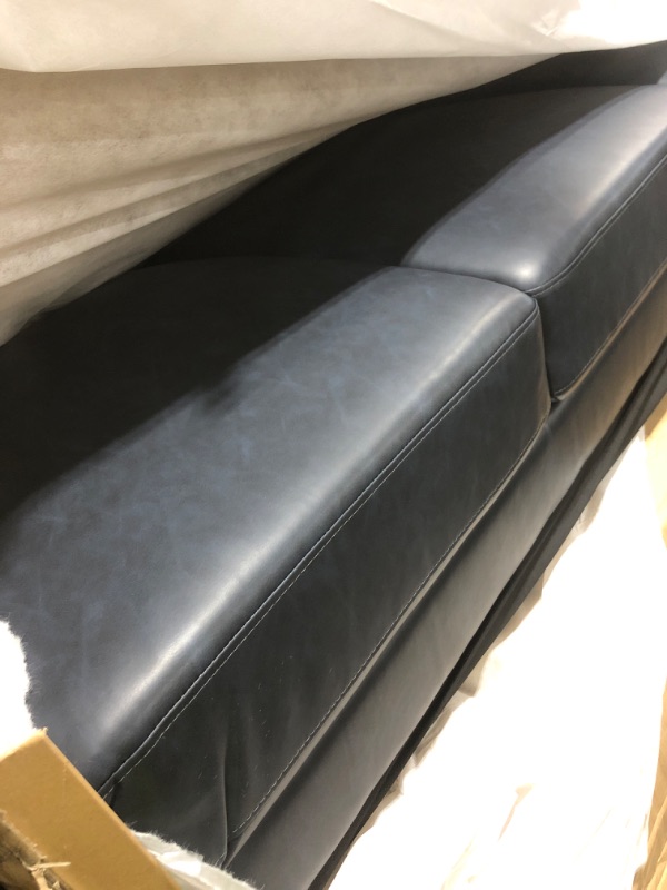 Photo 1 of Serta Triton 78" Sofa, Transitional Modern, Dreamcoil Comfort, Metal Legs, Vegan Leather, Navy Blue