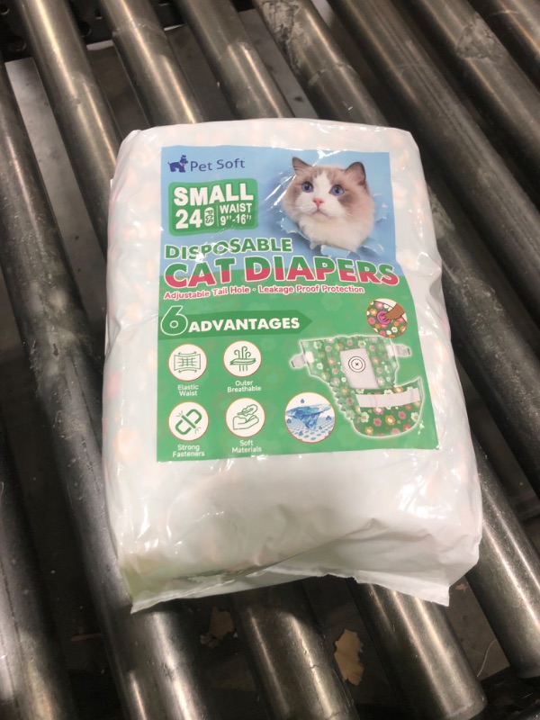 Photo 1 of Pet Soft Disposable Cat Diapers - Diaper for Female & Male Cats, Puppy Doggie Diapers for Female Dogs with Adjustable Foam Tail Hole, Small (24Pcs, GN Flowers)