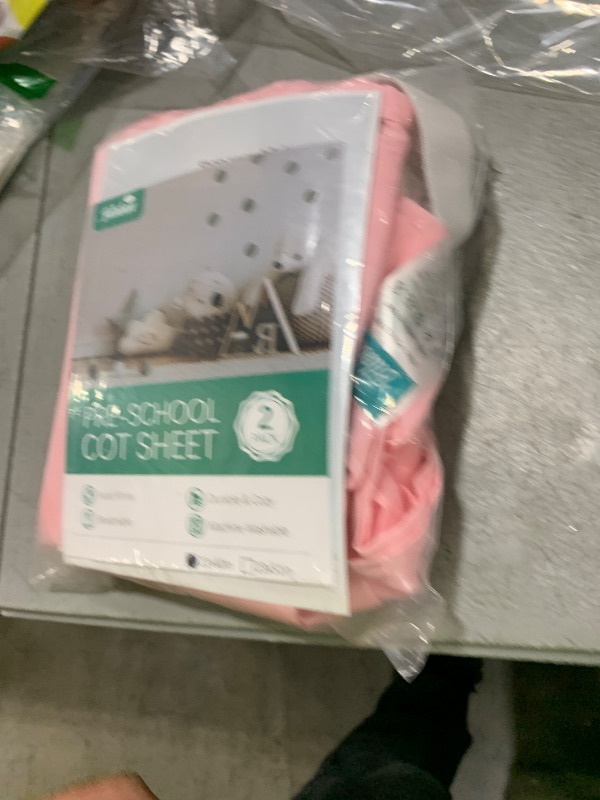 Photo 1 of Toddler Size Daycare/Pre-School Cot Sheet, Pink, Breathable Microfiber Nap Sheet for Boys and Girls, 23" x 40"