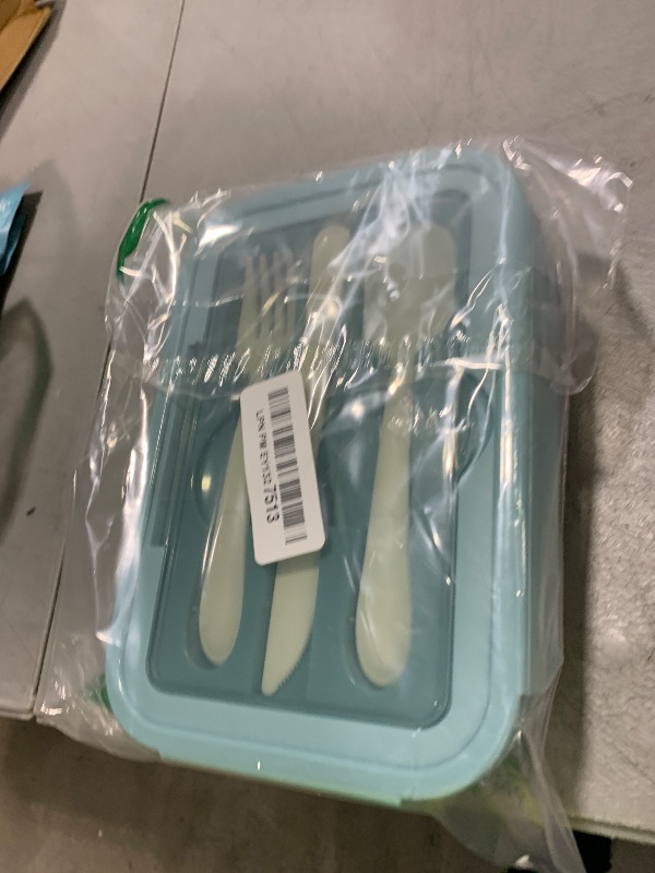 Photo 1 of NatraProw Bento Box for Adult, 1400 ML Lunch Containers for Adults, LeakProof Lunch Box with Utensils, BPA Free, 3 Compartment Bento Box Microwave Safe, Light Blue