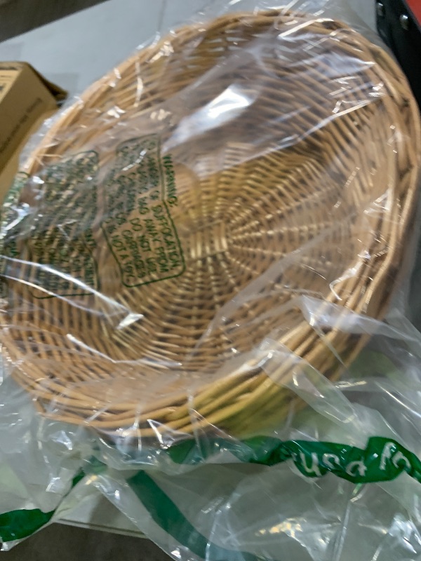 Photo 1 of JLKIMZVO Wicker Woven Bread Basket Natural Rattan Round Stackable Basket Tabletop Food Fruit Vegetables Serving Basket (Round,2pcs)