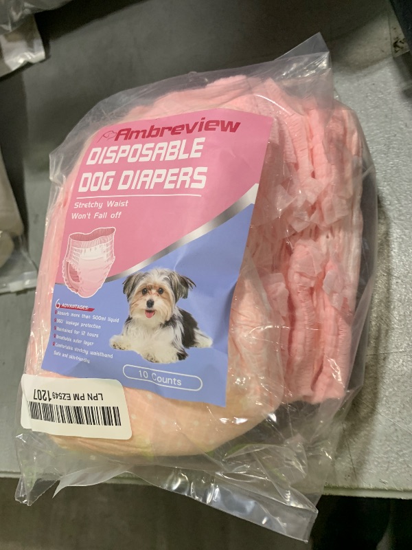 Photo 1 of Ambreview Disposable Dog Diapers Female, Just Pull It Up, Doggie Diapers for Female Dogs, Strong Absorbency | Leak Proof, for Dogs in Heat | Elderly | Disabled, XS 10 PCS